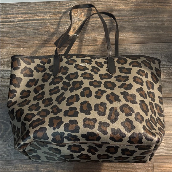 Coach Leopard Print Tote Bag - Brown and Black - Picture 4 of 9